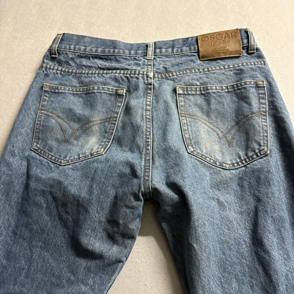 Oscar Jeans Selected Mens 36x30 Blue Denim Straight Leg 100% Cotton Jeans