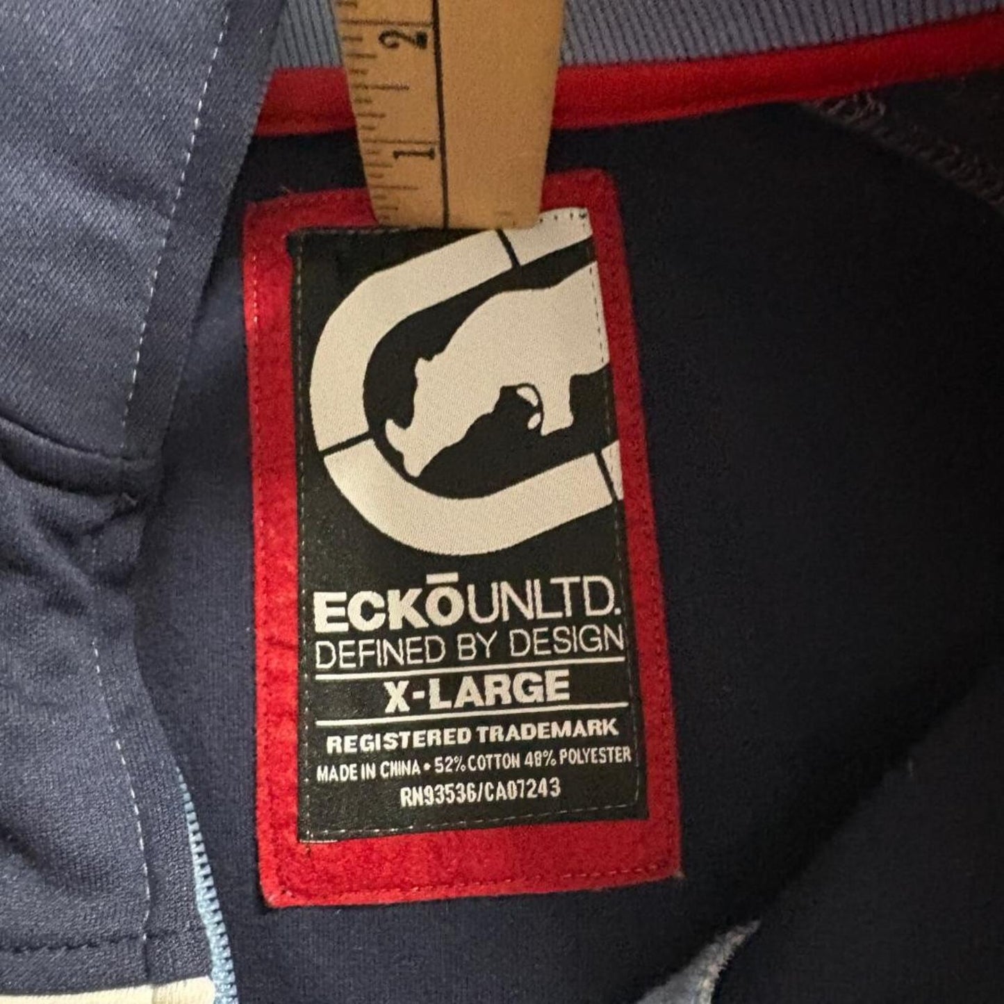 Ecko Unltd Track Jacket Mens XL Blue Full Zip Rhino Logo Y2K Streetwear