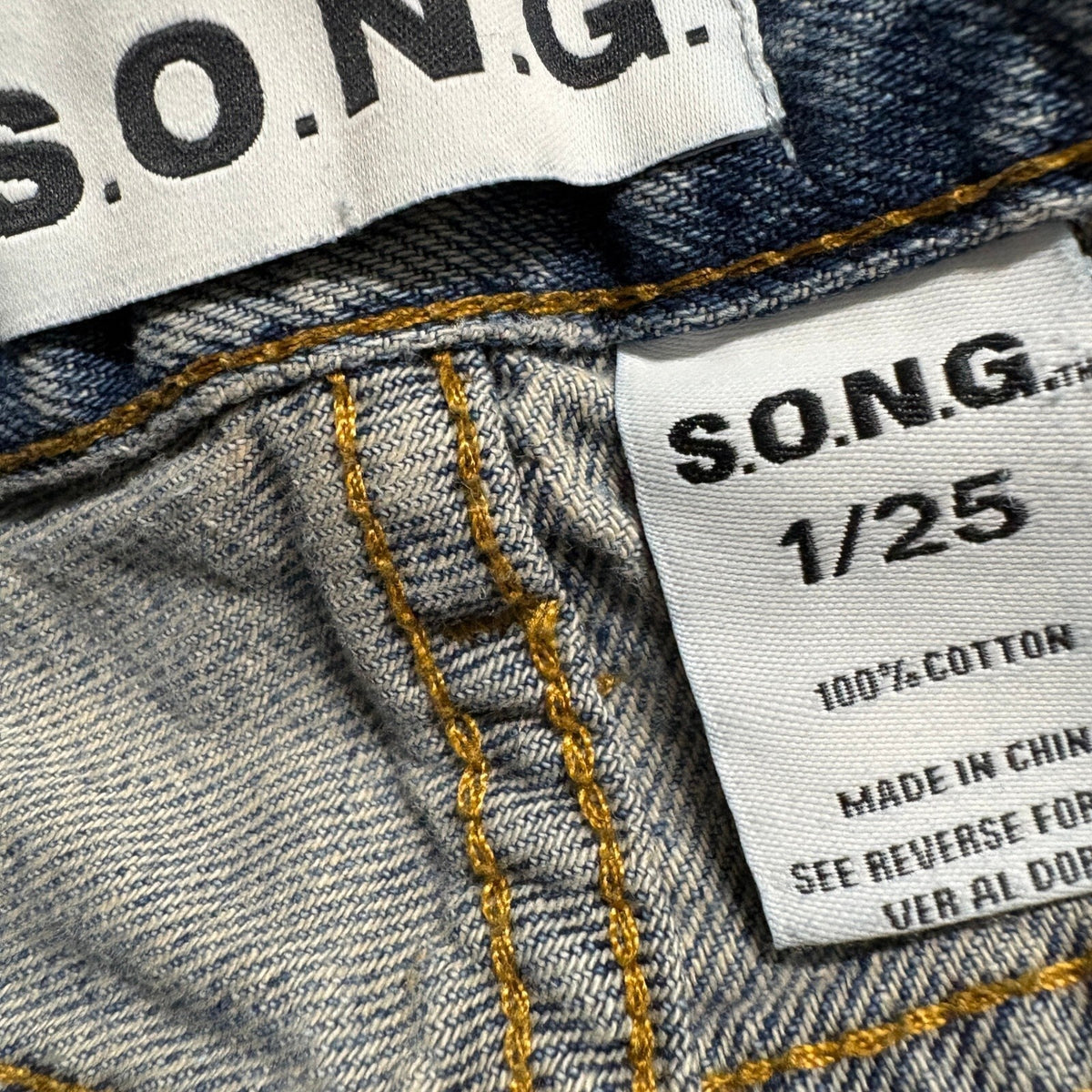 S.O.N.G. Wide Leg Jeans Womens Size 1/25 Blue Denim High Rise Distressed Hem