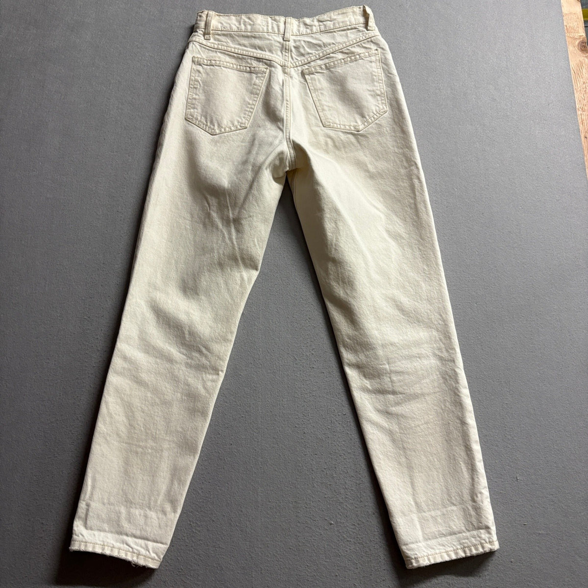 Mango MNG Mom Jeans Womens Size 4 Cream Off White High Rise Denim Tapered Leg