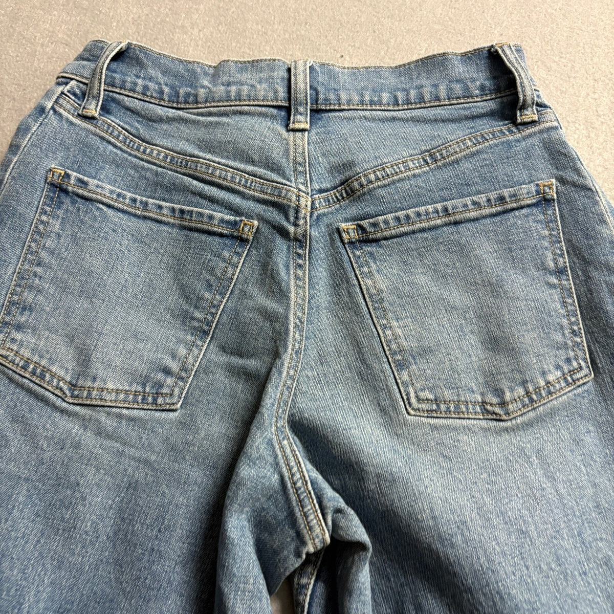 Old Navy Barrel Leg Jeans Womens 0 Petite High Rise Blue Denim Stretch