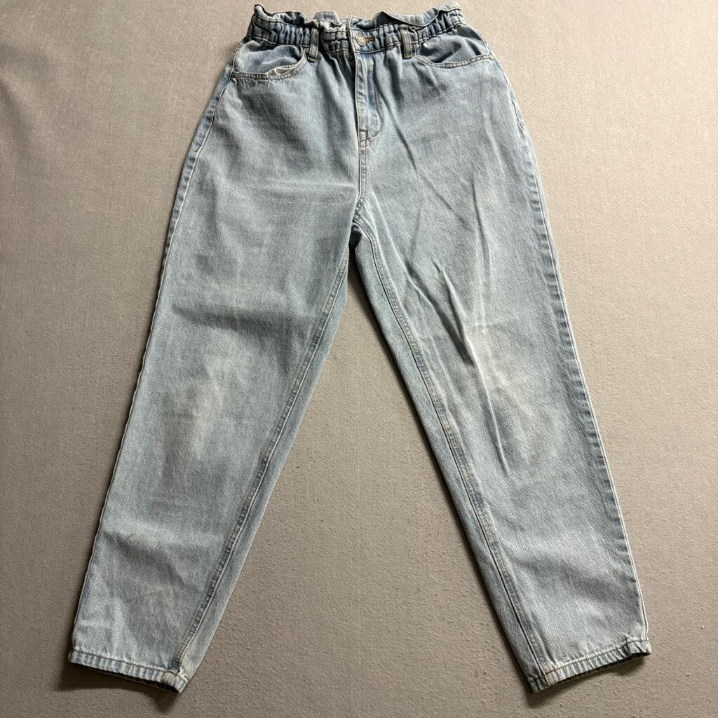 Denim Blvd Los Angeles Paperbag Waist Jeans Womens Medium Light Wash Denim