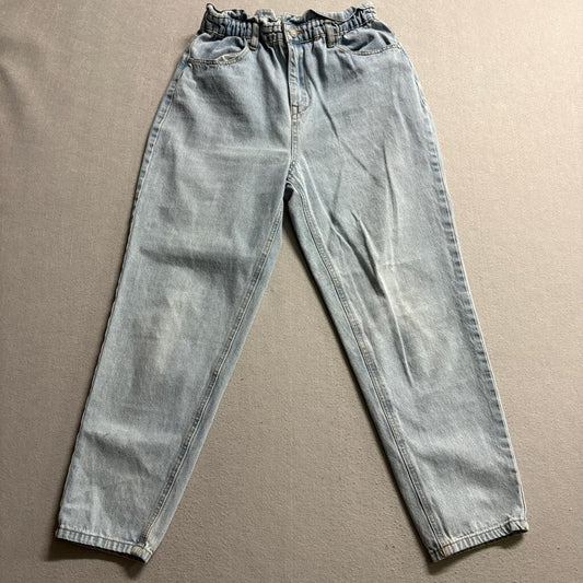 Denim Blvd Los Angeles Paperbag Waist Jeans Womens Medium Light Wash Denim