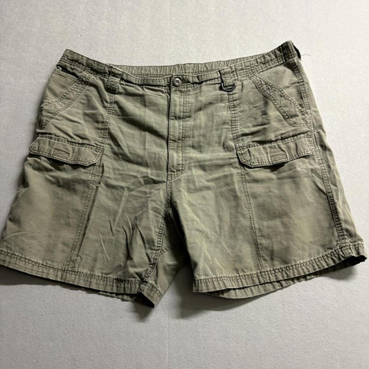 Wrangler Authentic Issue Mens Cargo Shorts 42 Green Cotton Elastic Waist