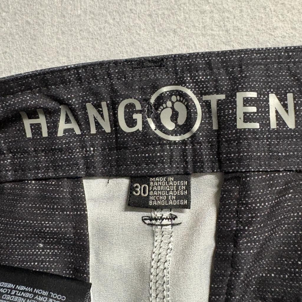 Hang Ten Hybrid Board Shorts Mens 30 Gray Striped Stretch Swim Surf Walk Shorts