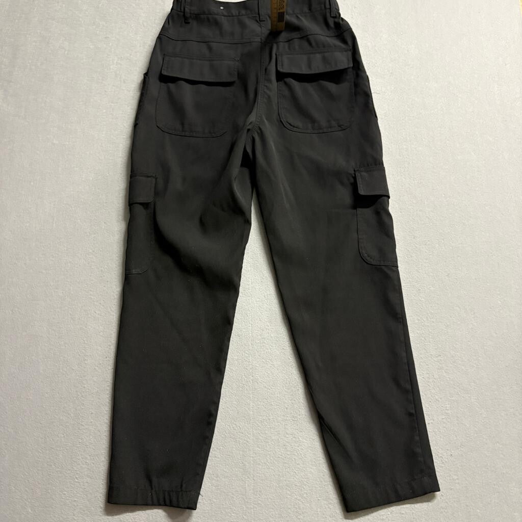 Max Studio London Womens Small Black Cargo Pants Elastic Waist Stretch Pockets