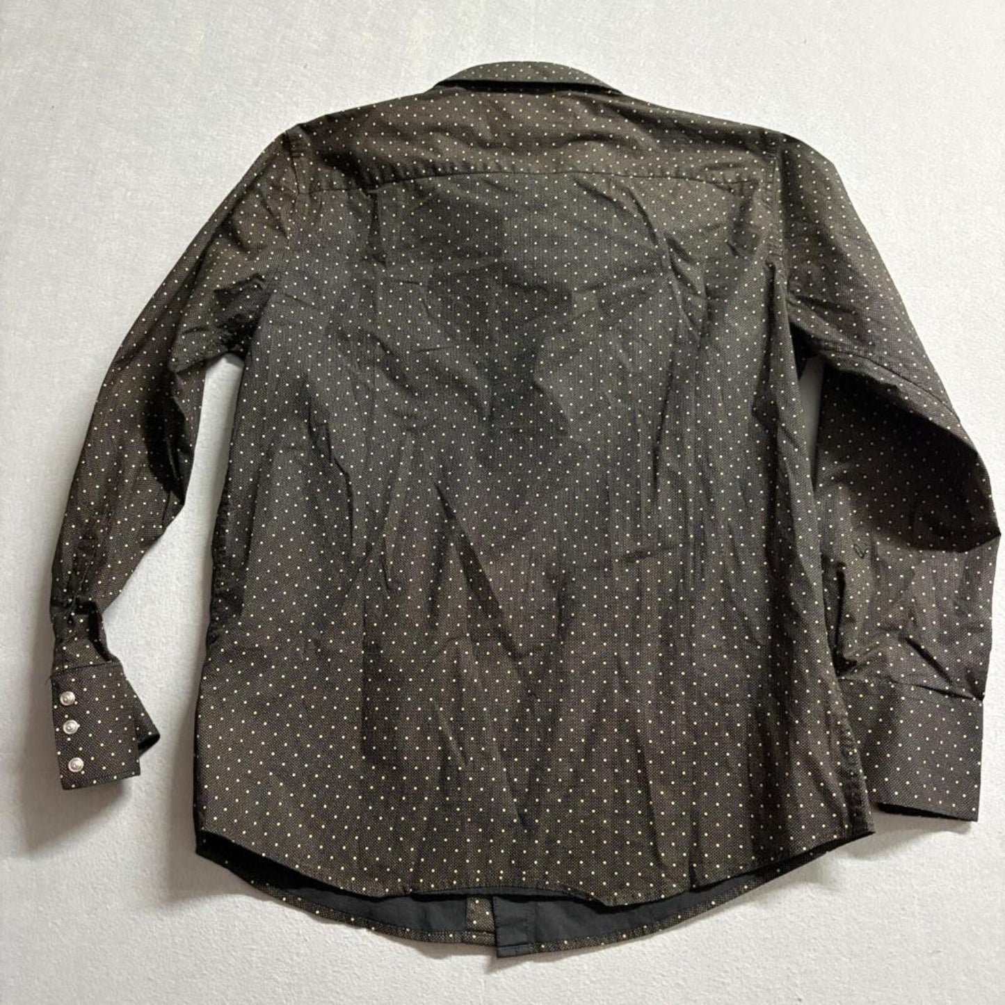 Ricceli Western Shirt Mens XL Black Gold Polka Dot Pearl Snap Long Sleeve