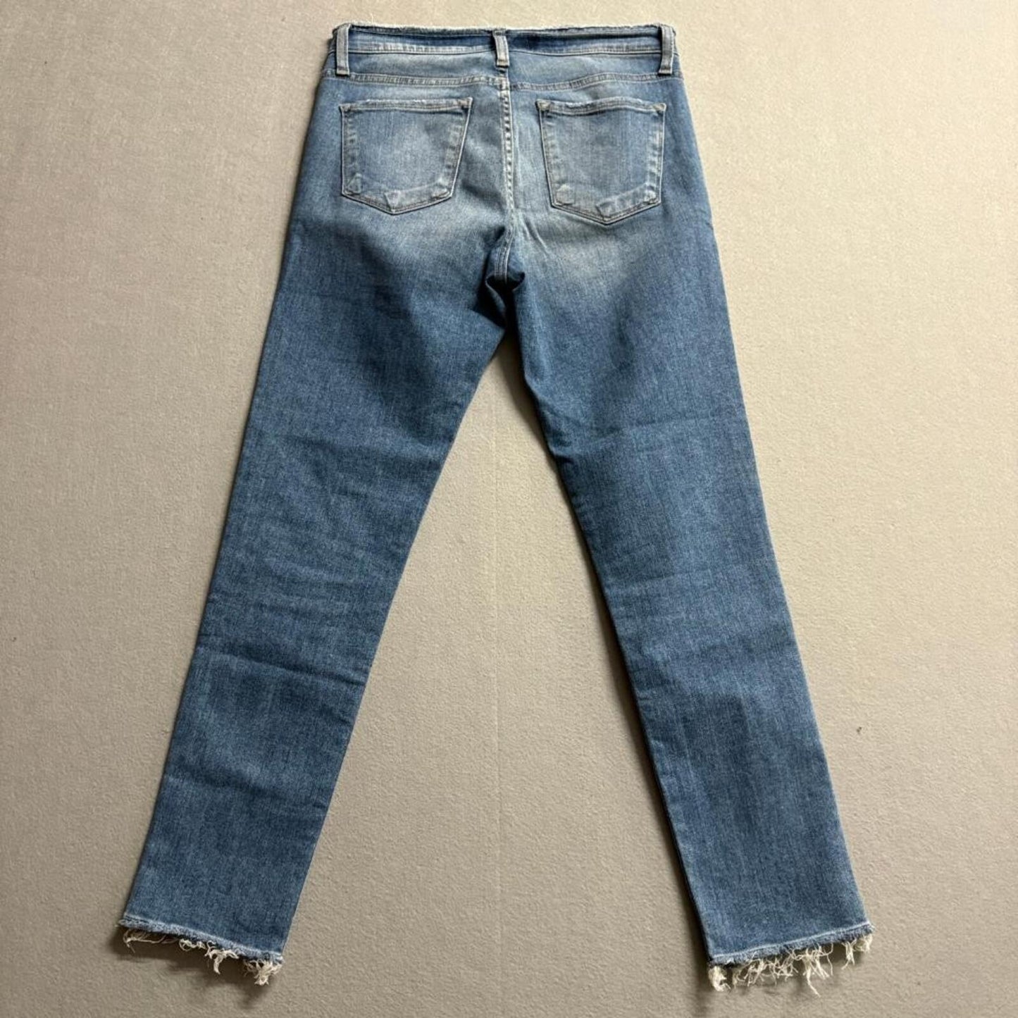 Flying Monkey Jeans Womens 27 Blue Denim Raw Hem Straight Leg Stretch Style