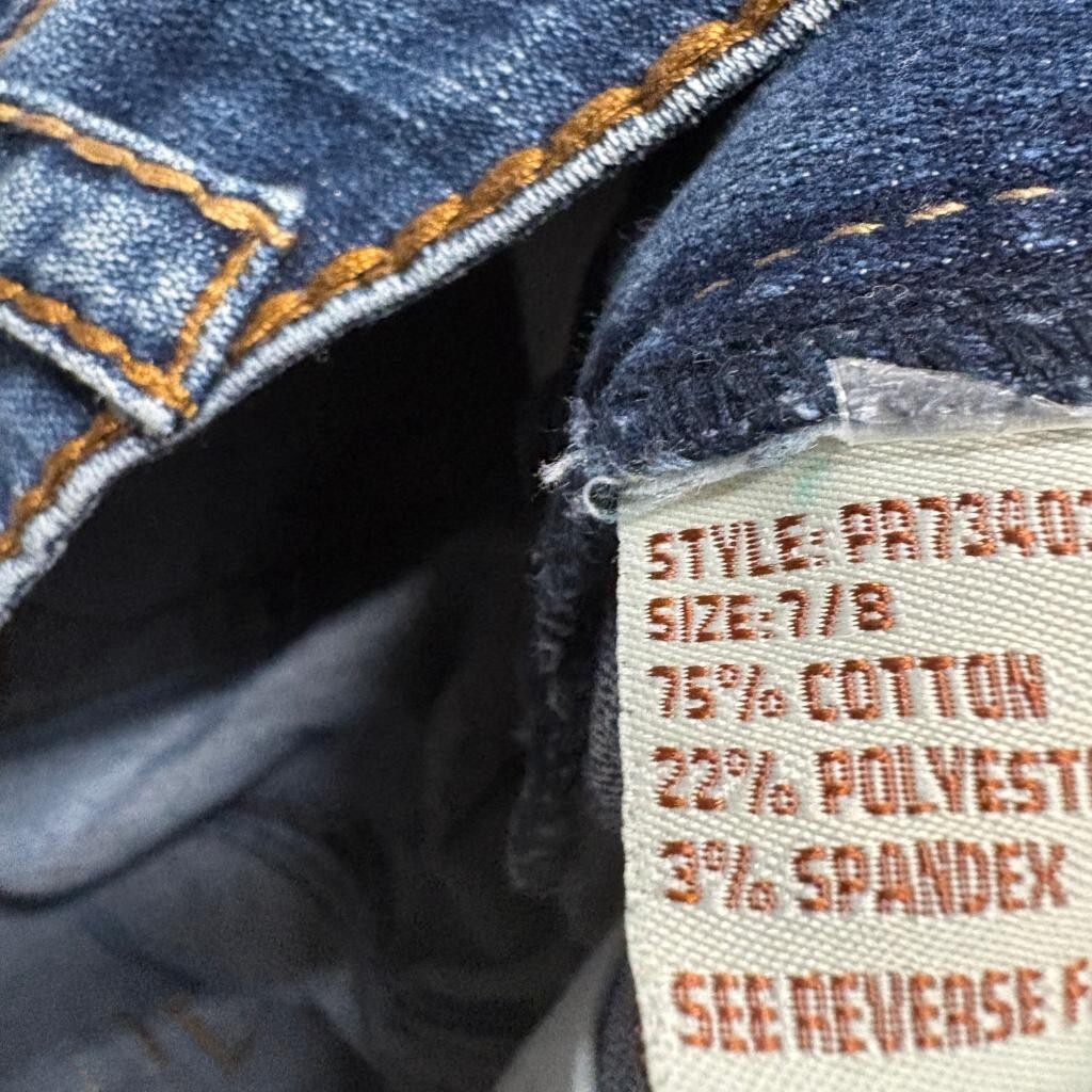 Lola Jeans Womens Size 7/8 Distressed Bootcut Blue Denim Thick Stitch Y2K