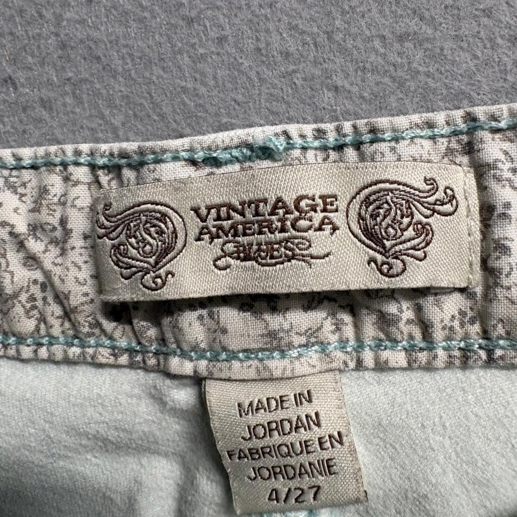 Vintage America Blues Boyfriend Jeans Womens 4/27 Light Green Denim Stretch