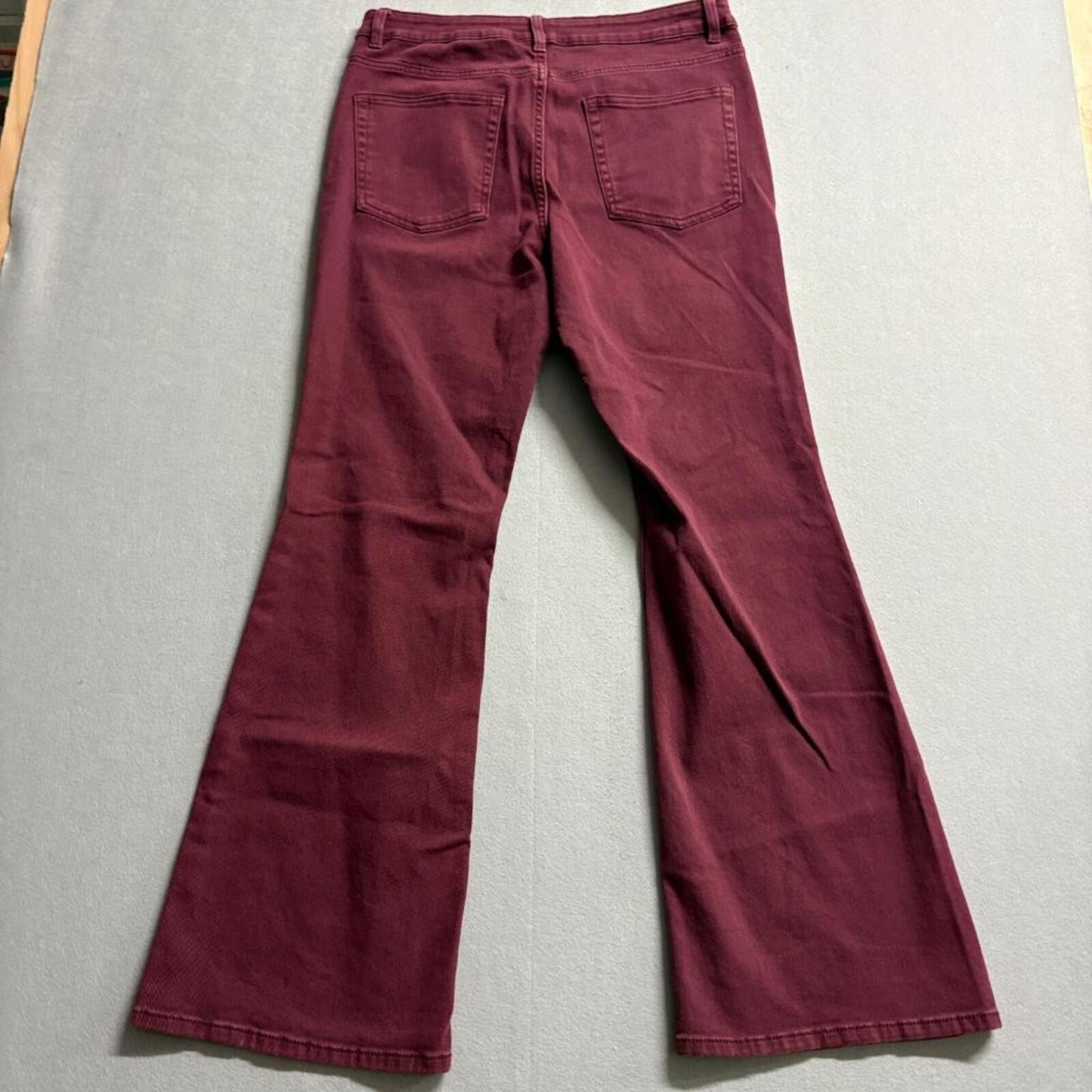 H&M Divided Women's Burgundy Flare Jeans Size 12 High Rise Stretch Maroon Denim