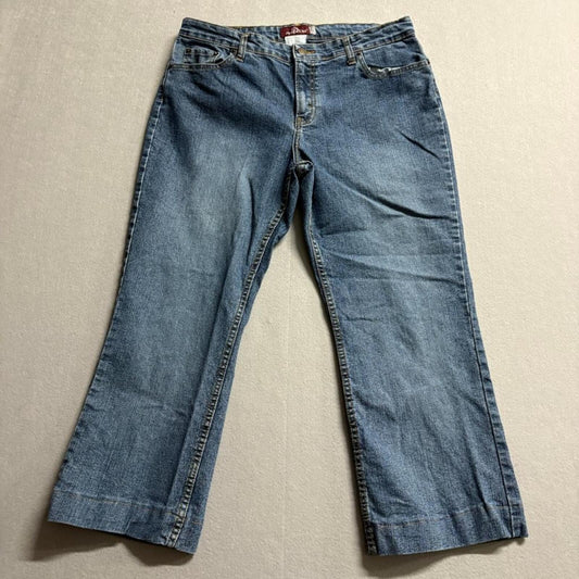 Jordache Lo-Rise Stretch Jeans Womens 15/16 Petite Blue Denim Crop Flare 5807
