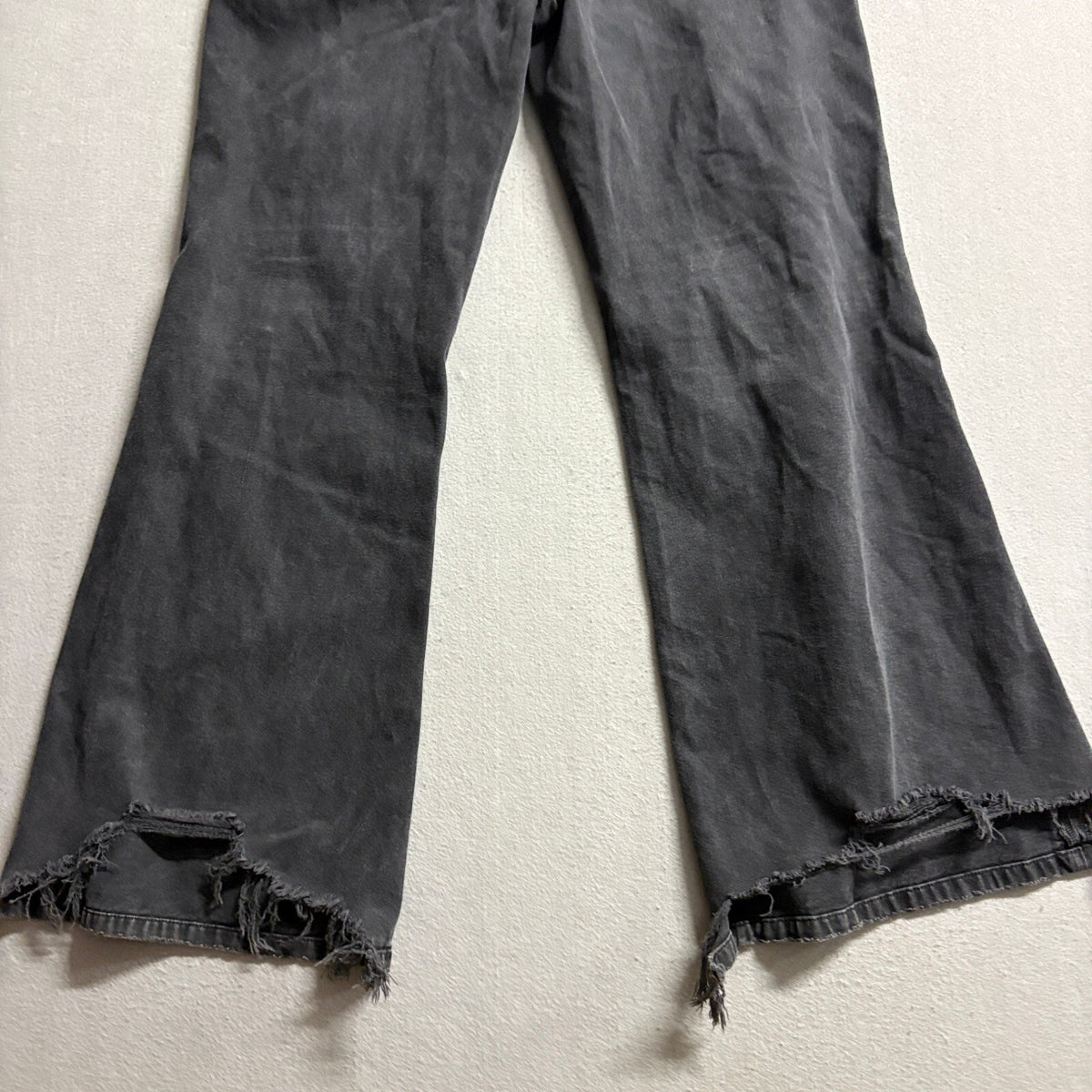 American Eagle Distressed Flare Jeans Womens 12 Long Black Comfort Stretch