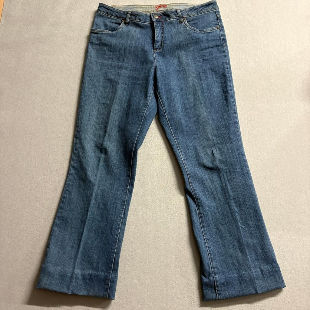 Smith's Workwear Dungarees Jeans Womens 10 Blue Denim Bootcut Stretch 32x28