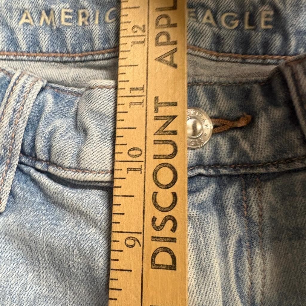 American Eagle Distressed Wide Leg Jeans Womens Size 4 Light Wash Stretch Denim