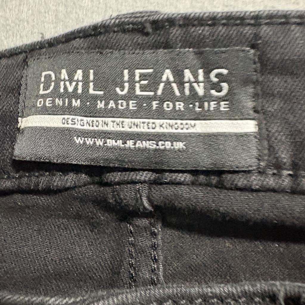 DML Jeans Mens 30x30 Black Moto Biker Denim Slim Straight Leg Pants