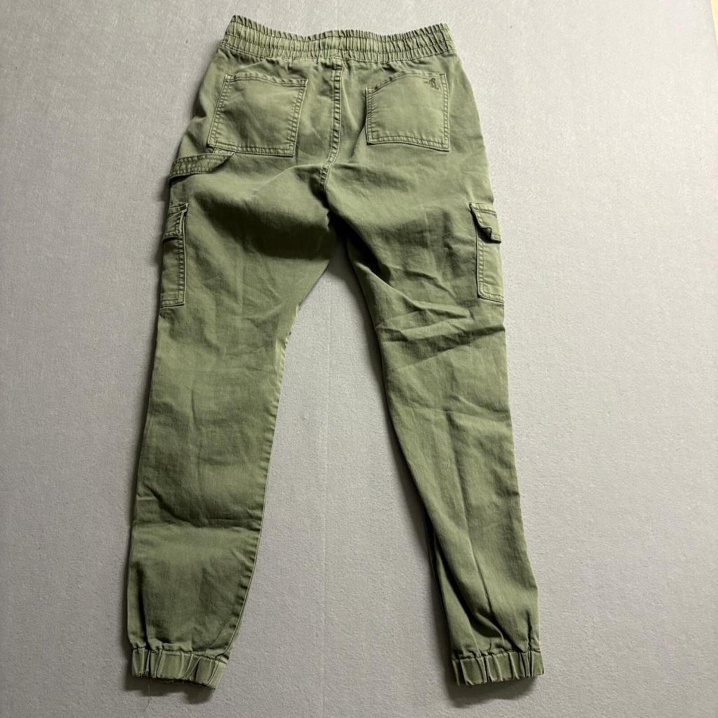 V.I.P. Womens Cargo Jogger Pants Size 7/8 Green Utility Elastic Waist Stretch