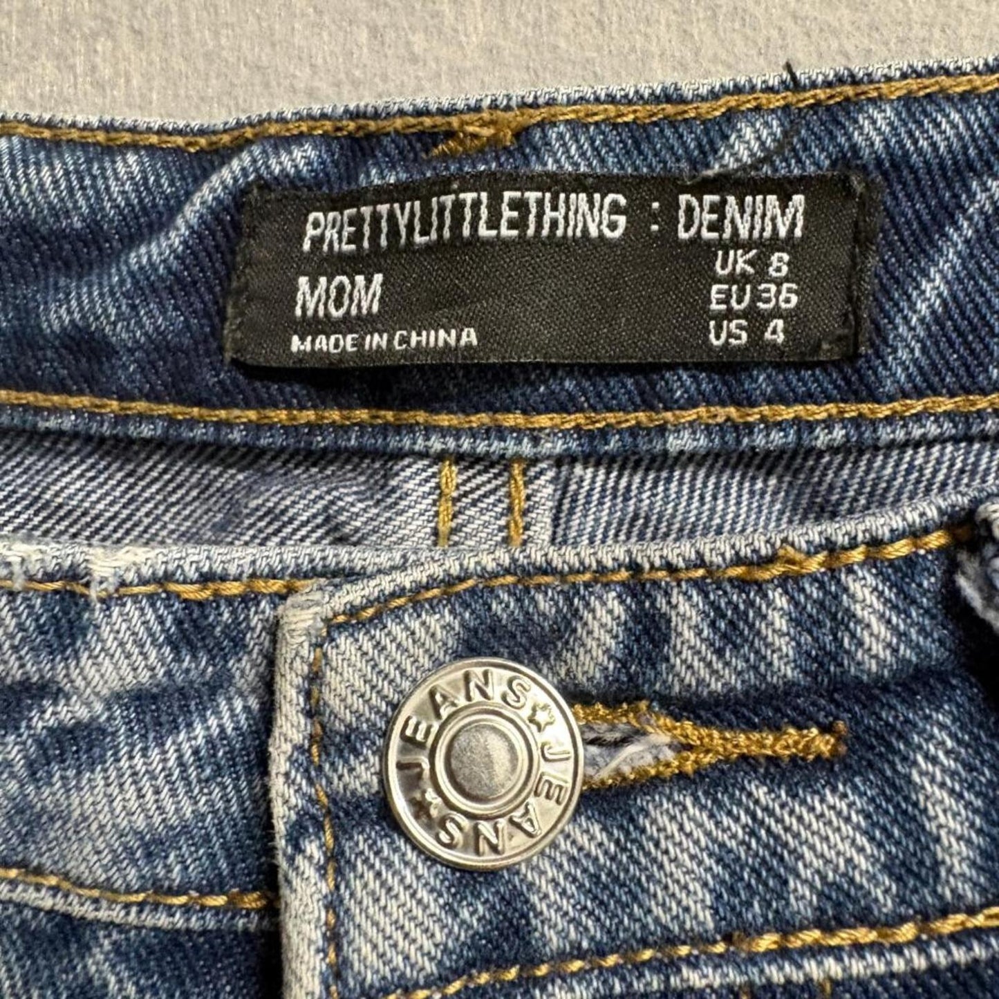 PrettyLittleThing Mom Jeans Womens US 4 Blue Denim High Rise Tapered Leg