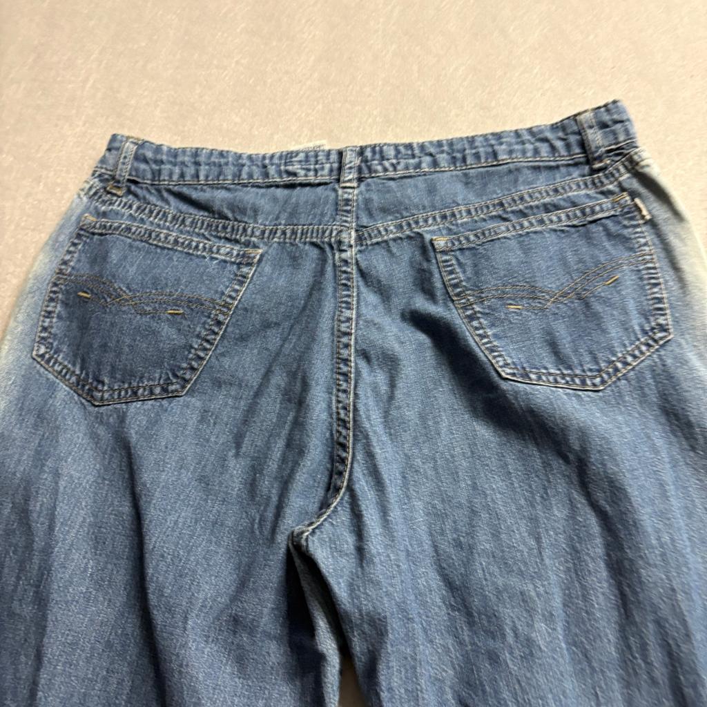 Scalon Vintage Wide Leg Jeans Mens 40 Blue Denim Bleached Side Stripe Brazil Y2K