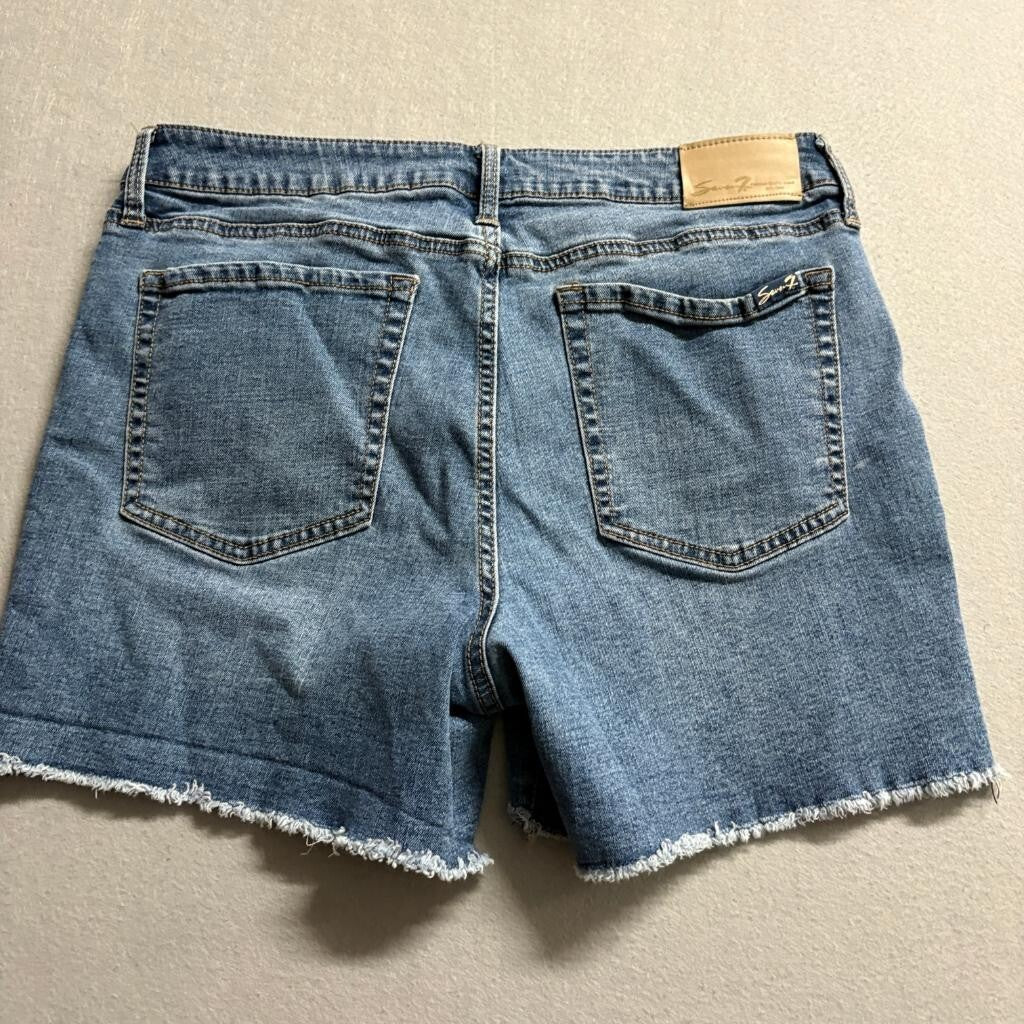 Seven7 Womens Denim Shorts Size 14 Blue Raw Hem Frayed Stretch Jean Shorts