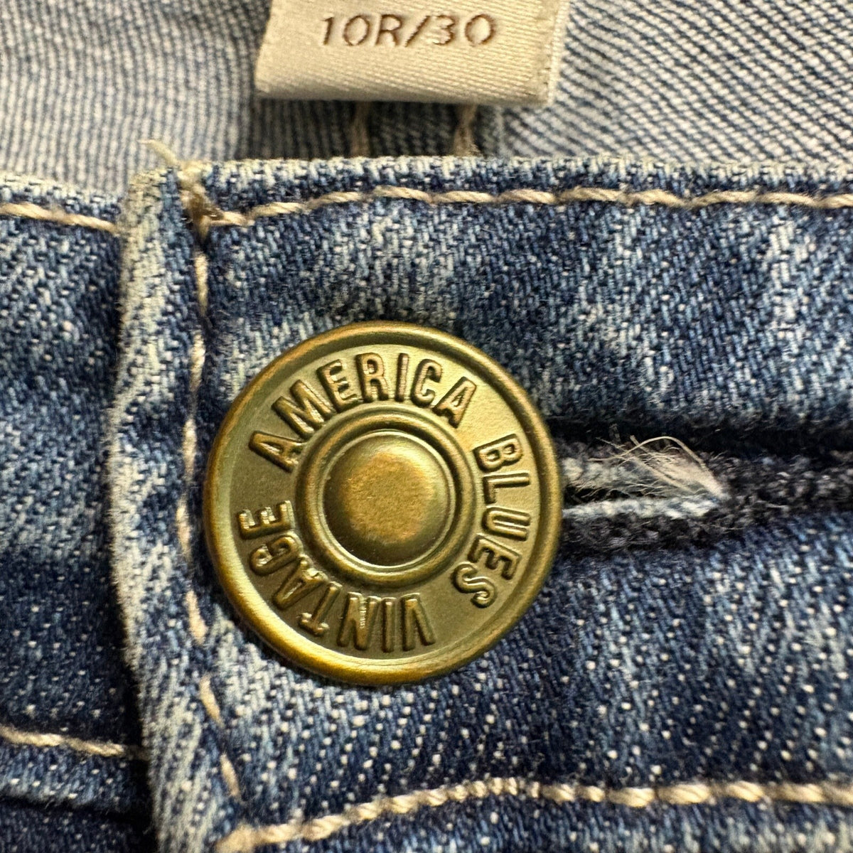 Vintage America Blues Bestie Jeans Womens 10R/30 Distressed Side Stripe Denim