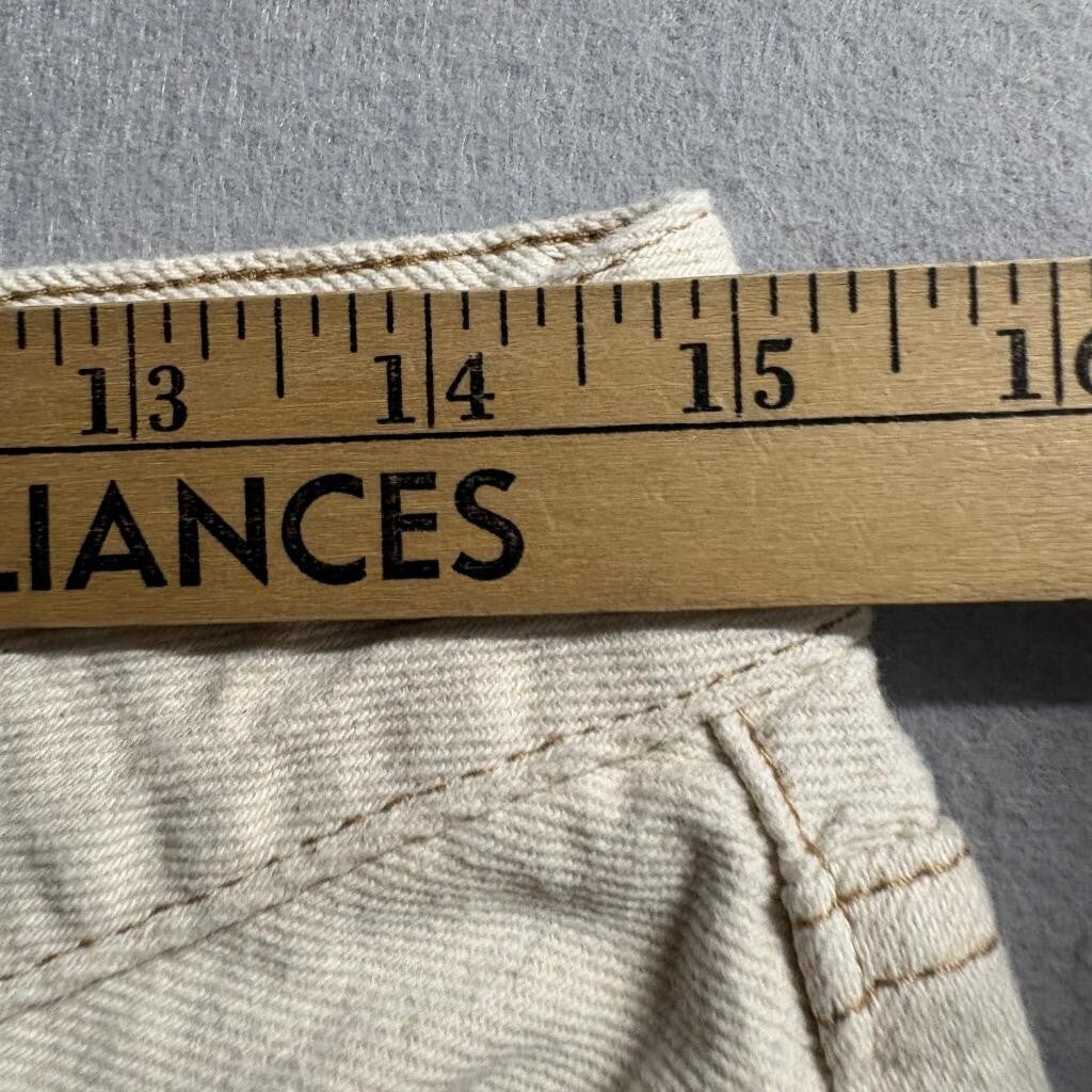 SONG Street Jean Womens 7/28 Beige Distressed Ripped Low Rise Wide Leg Jeans