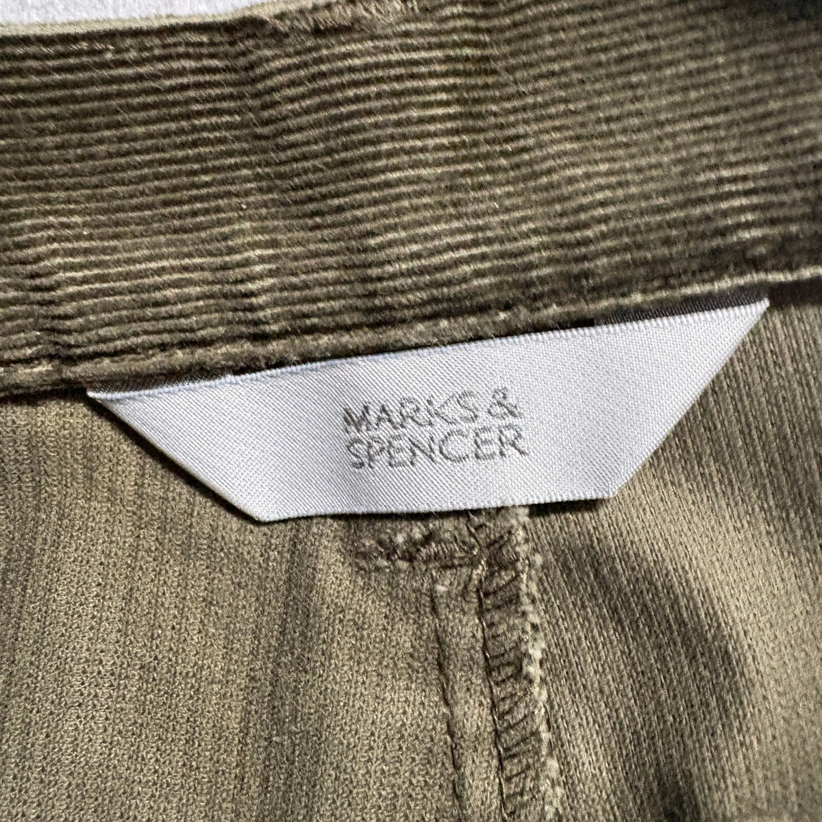 Marks & Spencer Womens Green Corduroy Pants Size UK 8 Short US 4 Straight Leg