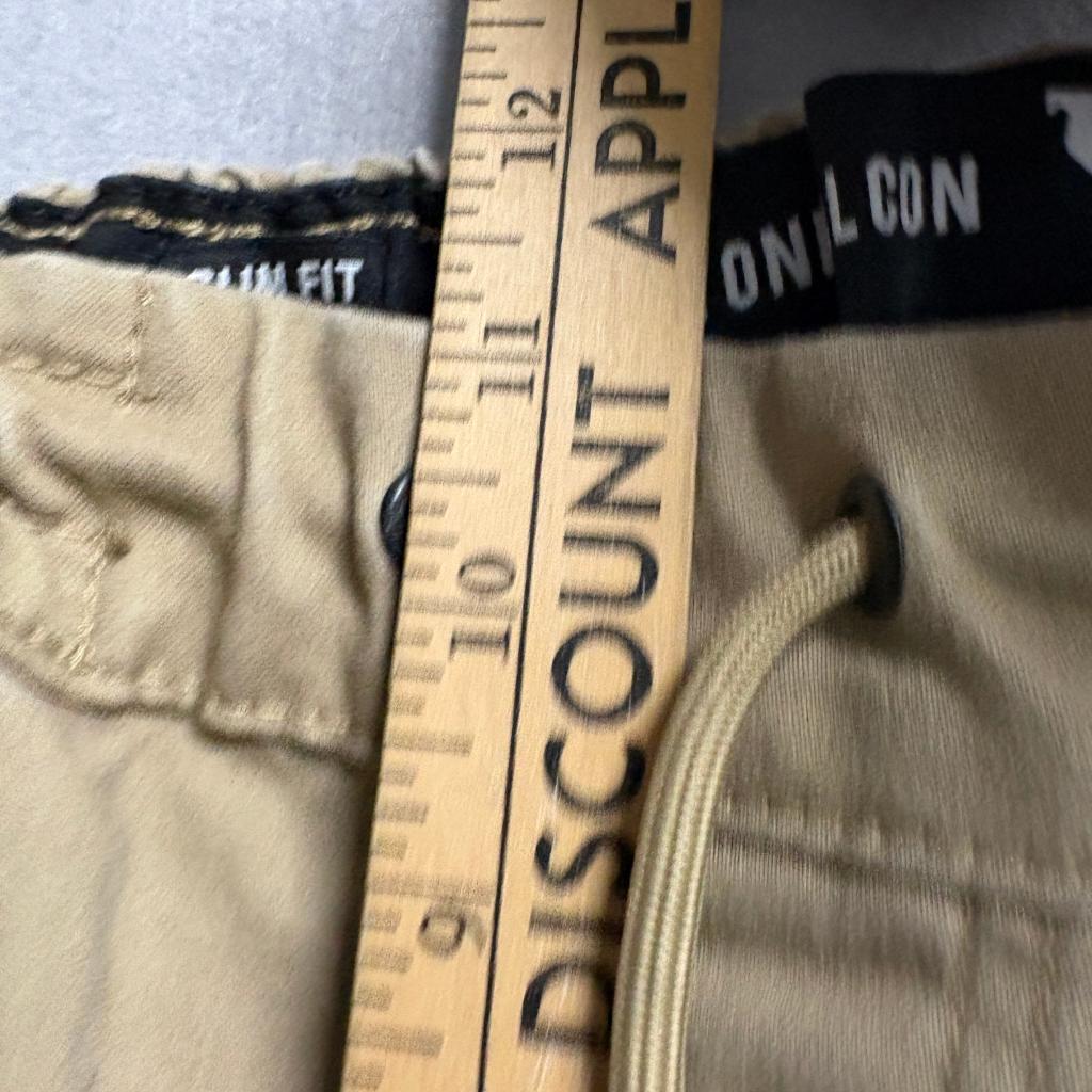 Stone Falcon Mens Slim Fit Jogger Cargo Pants Size L Khaki Tan Cotton Blend