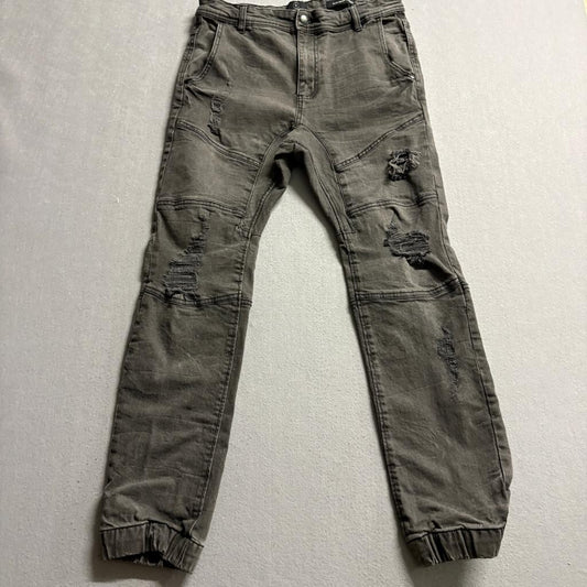 Cotton On 91 Slim Denim Jogger Mens 30 Gray Distressed Moto Biker Jeans