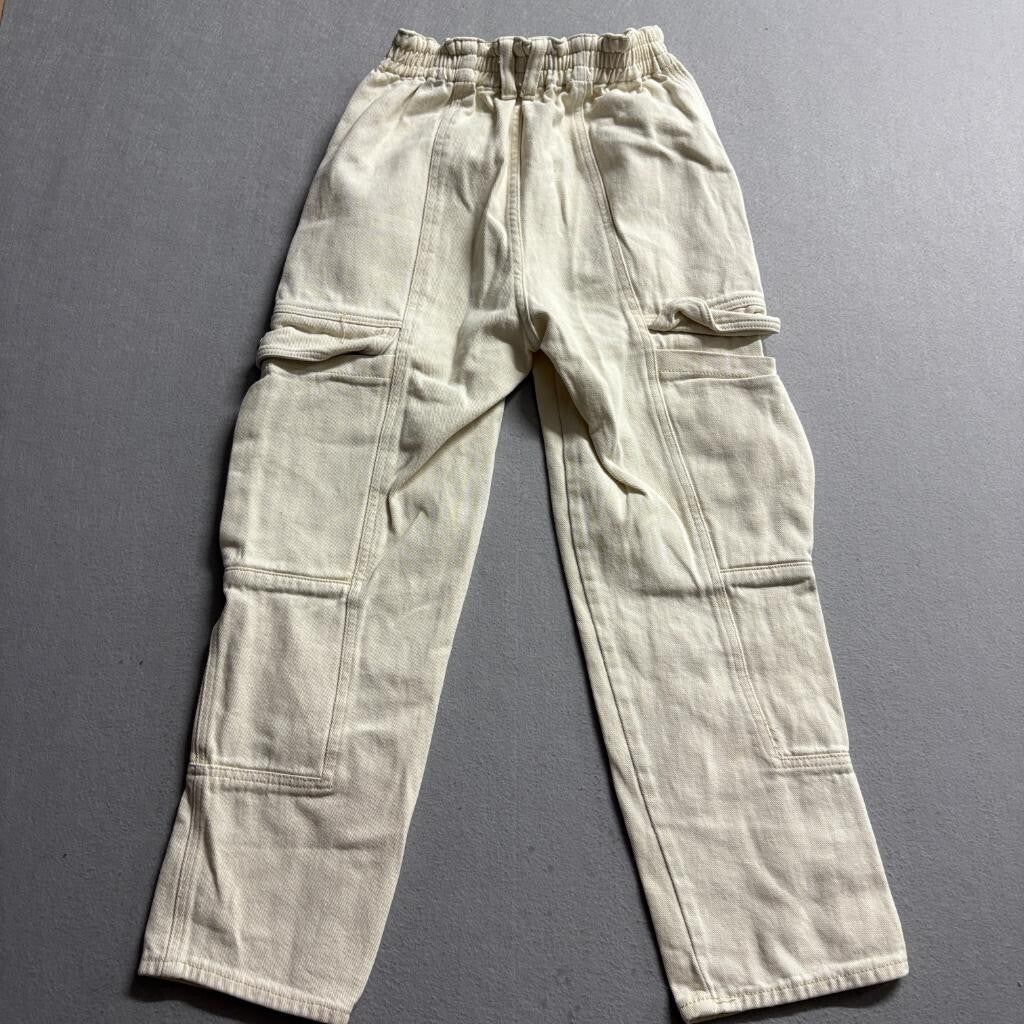 Simple Society Cargo Pants Womens 3/26 Ivory Cream Cotton High Rise Utility