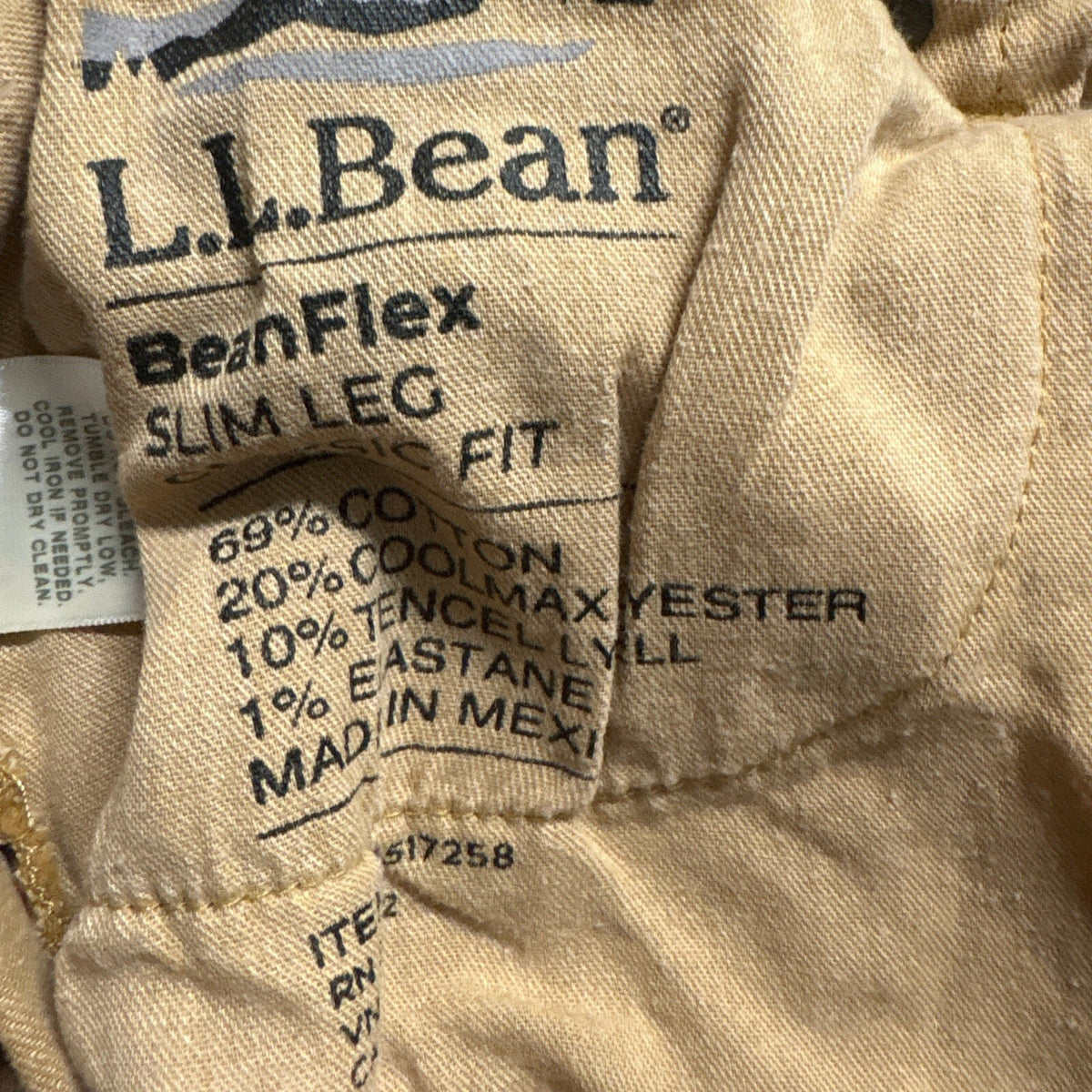 LL Bean Pants Womens 18 Reg Tan Brown BeanFlex Slim Leg Stretch Chino Casual