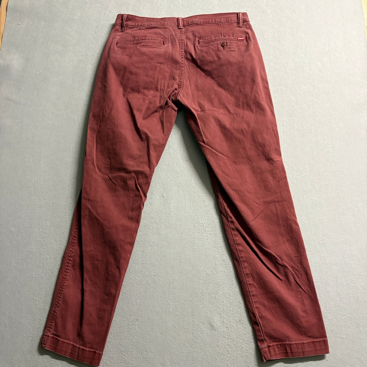 Levis XX Chino Relaxed Taper Pants Mens 32x29 Red Burgundy Cotton Stretch