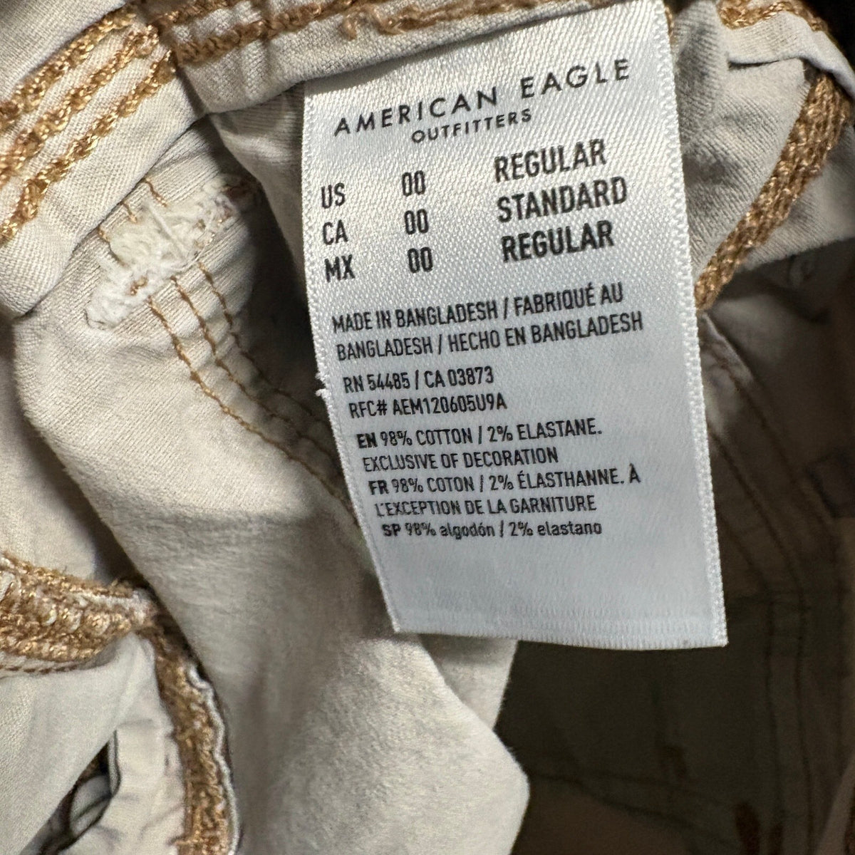 American Eagle Baggy Jogger Cargo Pants Womens 00 Regular Khaki Beige Stretch