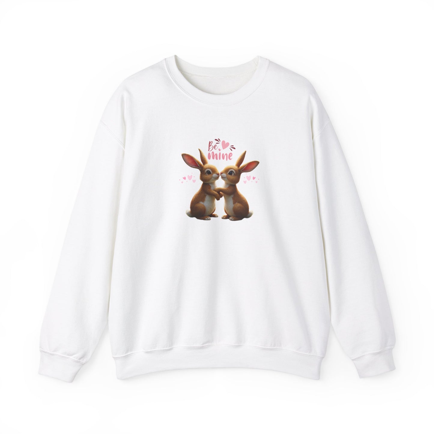 Valentines Day Sweatshirt Be Mine Two Rabbits In Love Cotton Sweatshirt