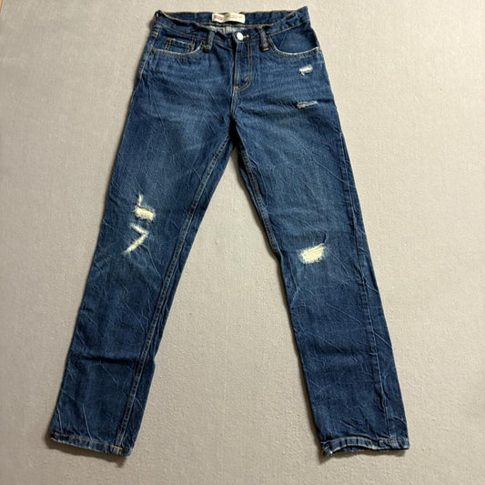 Levis 502 Regular Taper Jeans Boys 14 Reg Distressed Blue Denim 27x27