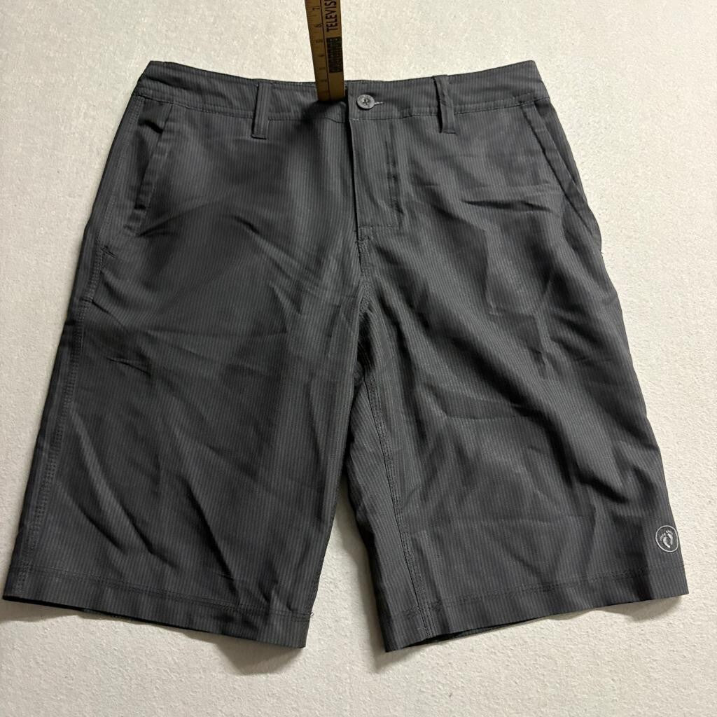 Hang Ten Hybrid Board Shorts Mens 30 Gray Striped Stretch Swim Surf Walk Shorts
