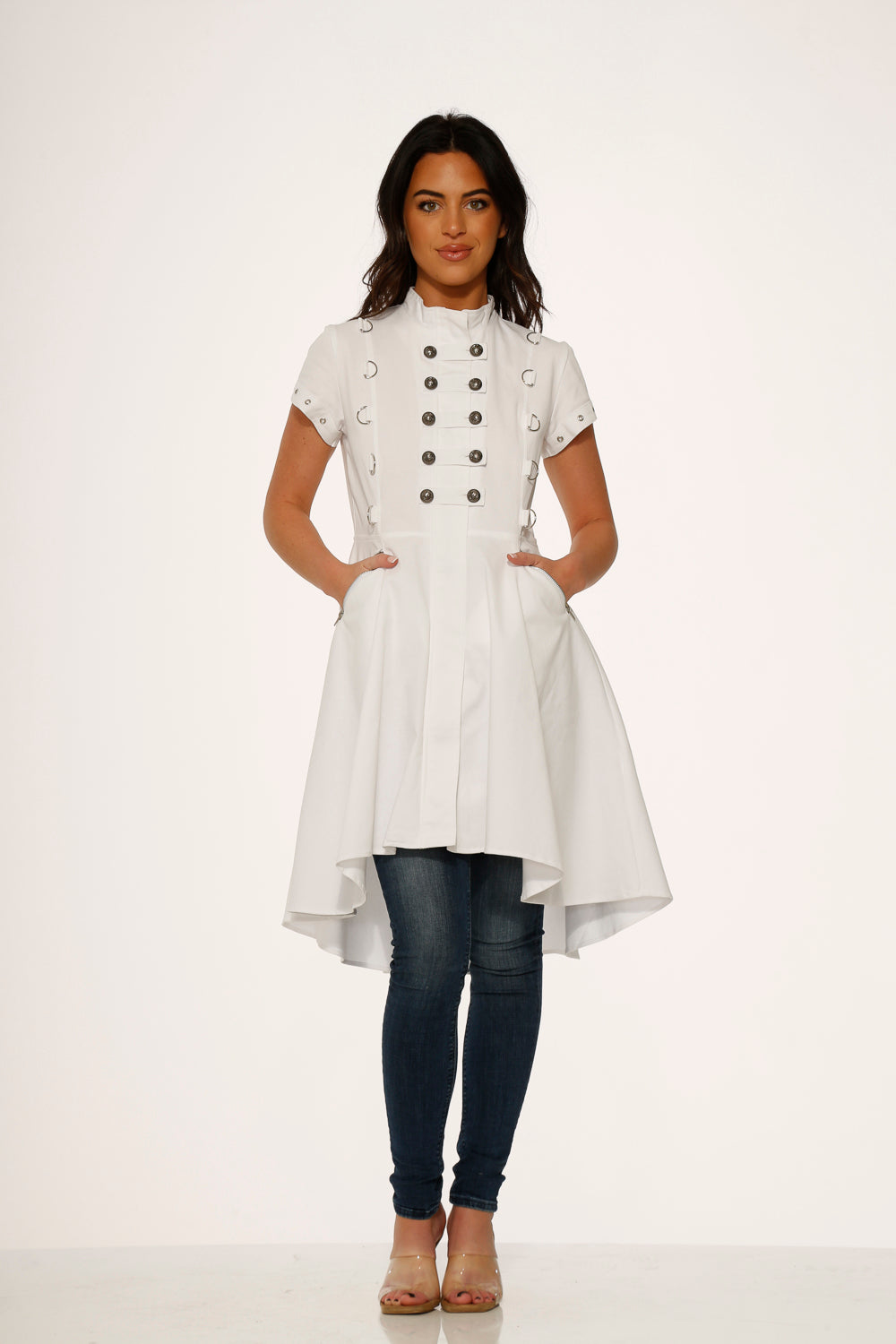 10271 White Battalian HiLo Dress