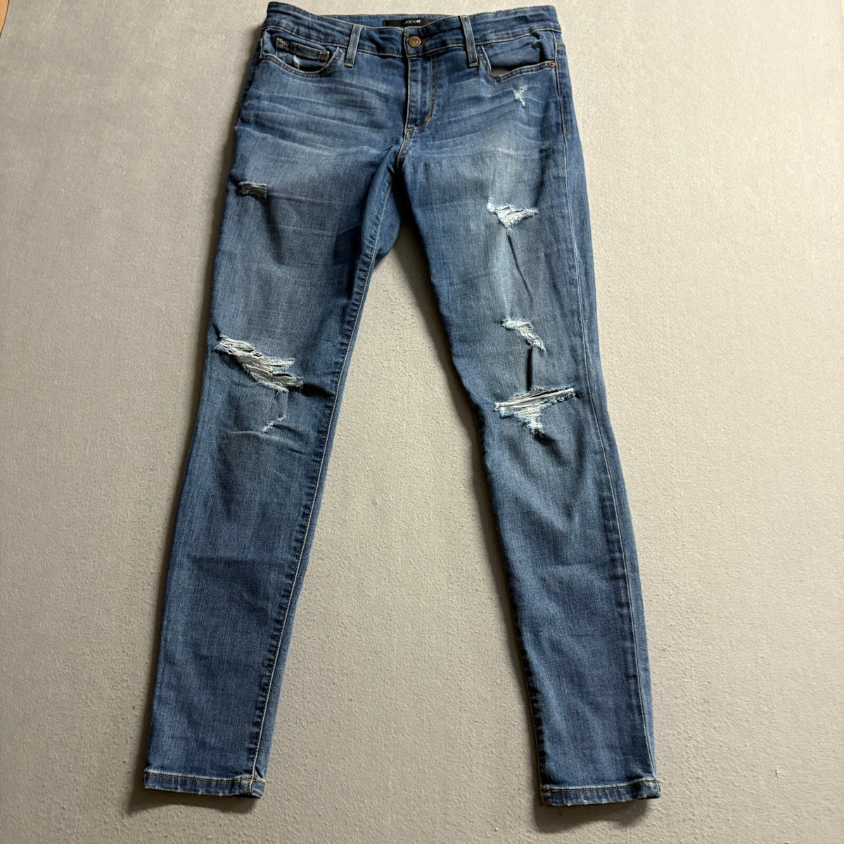 Joe's Jeans Womens 29 Blue Distressed Skinny Denim Jeans Mid Rise Stretch
