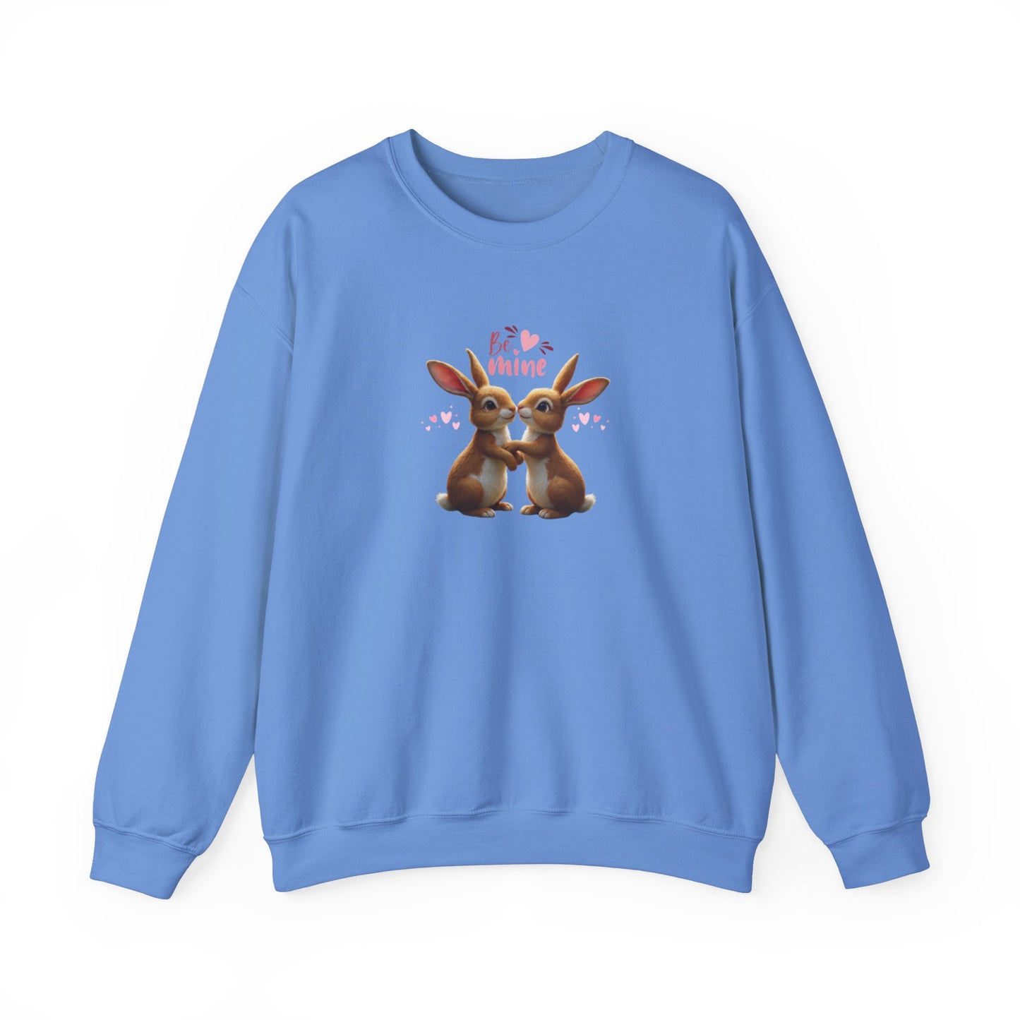 Valentines Day Sweatshirt Be Mine Two Rabbits In Love Cotton Sweatshirt