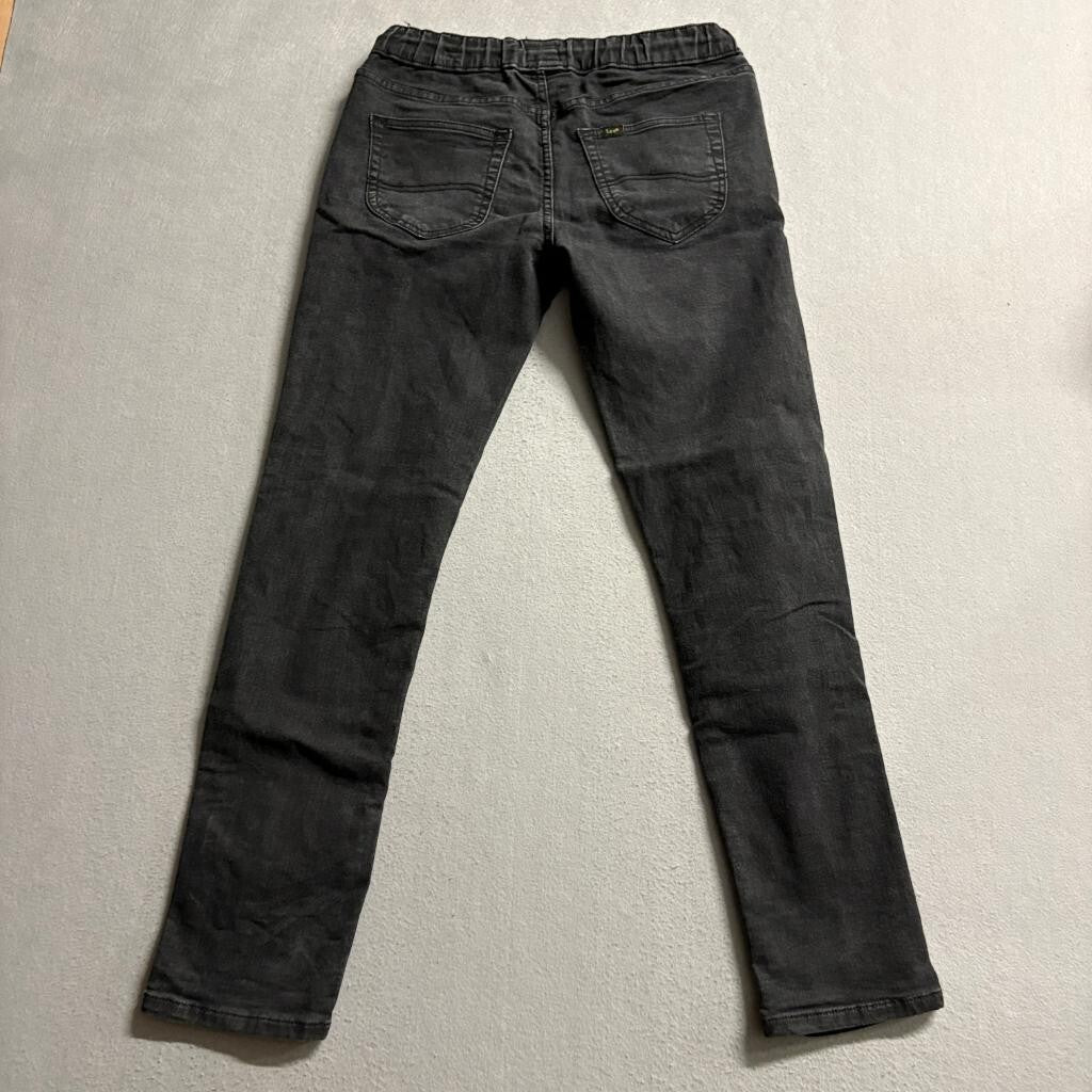 Lee Boys Jeans Size L 14/16 Black Denim Elastic Waist Drawstring Stretch