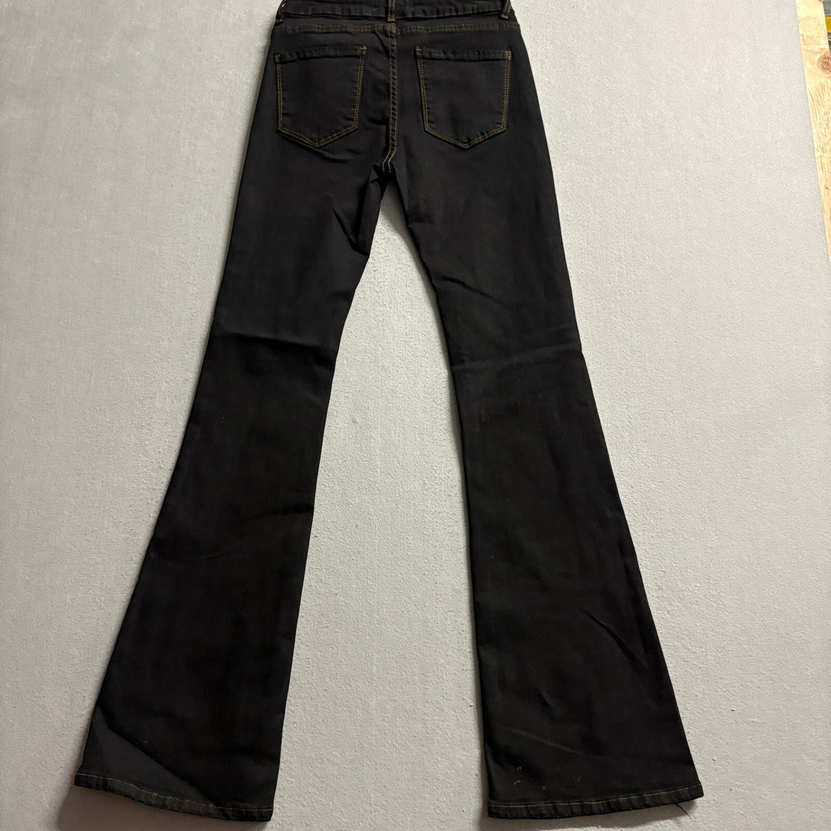 Bobore Flare Jeans Womens Size 25 Black Denim High Rise Bell Bottoms Stretch NWT
