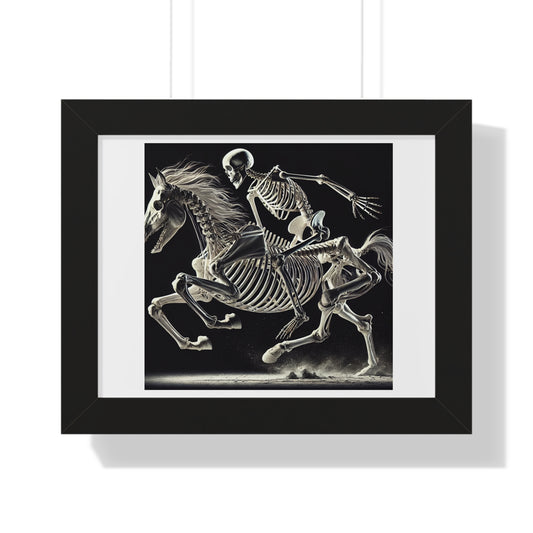 Skeleton Horse and Rider Framed Horizontal Poster Printify