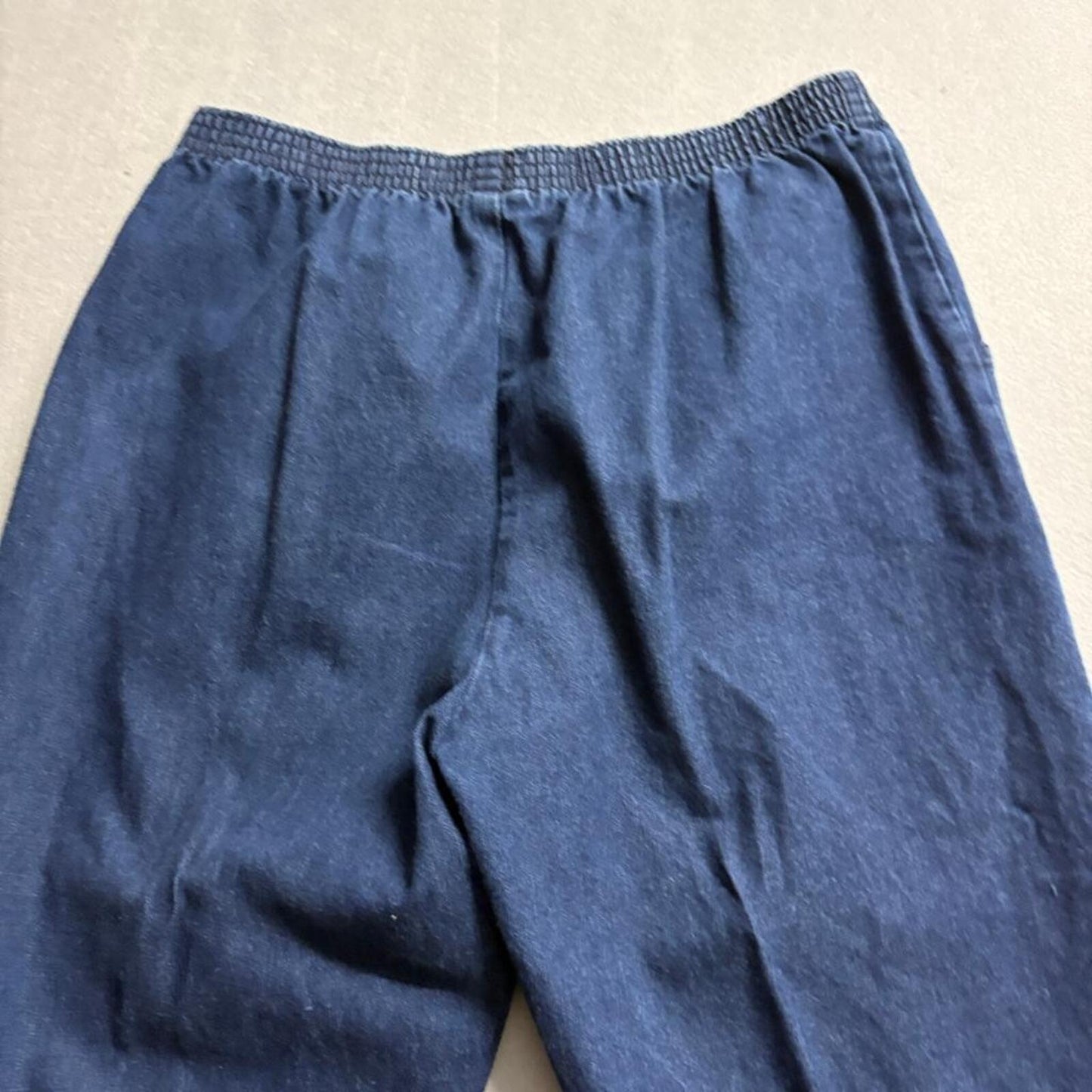 Cascade Blues Petite Jeans Womens 14P Blue Denim Elastic Waist Pull On Mom Pants
