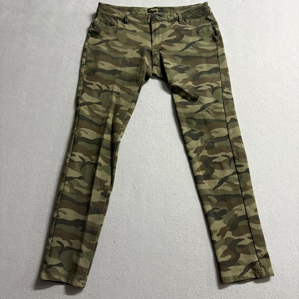 Denim Blvd Camo Skinny Pants Womens Large Green Camouflage Stretch Rayon Blend