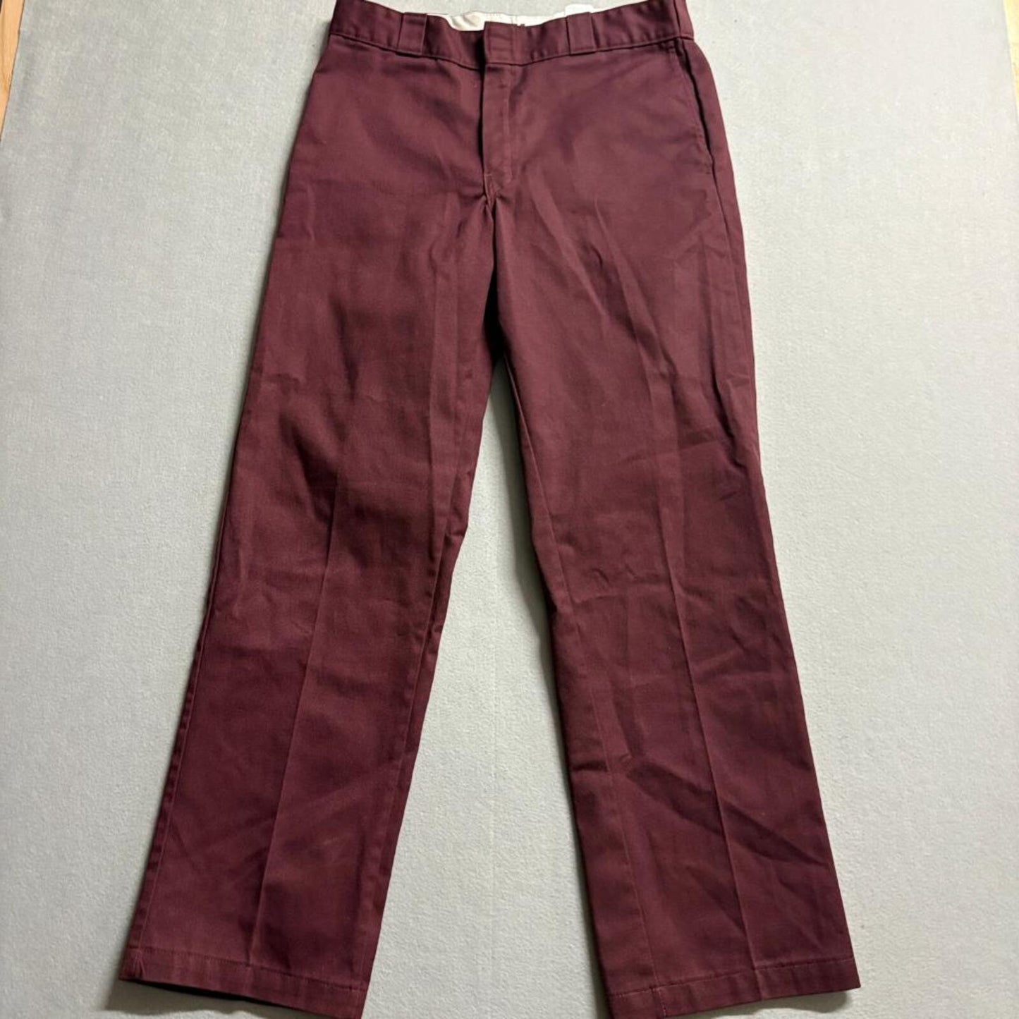 Dickies 874 Original Fit Work Pants Mens 34x32 Maroon Burgundy Twill Chino 33x30