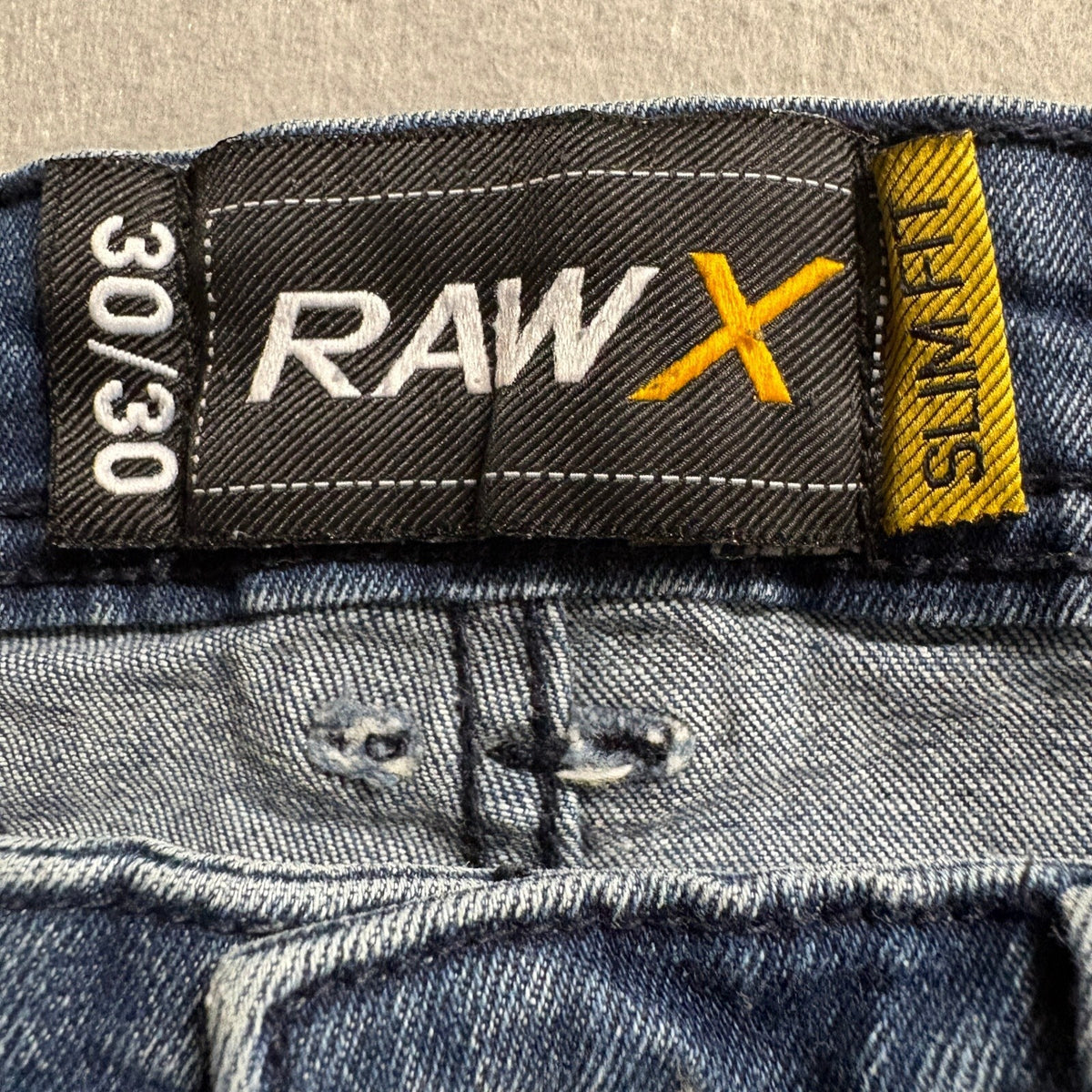 Raw X Moto Jeans Mens 30x30 Blue Denim Slim Fit Ribbed Biker Cargo Pants