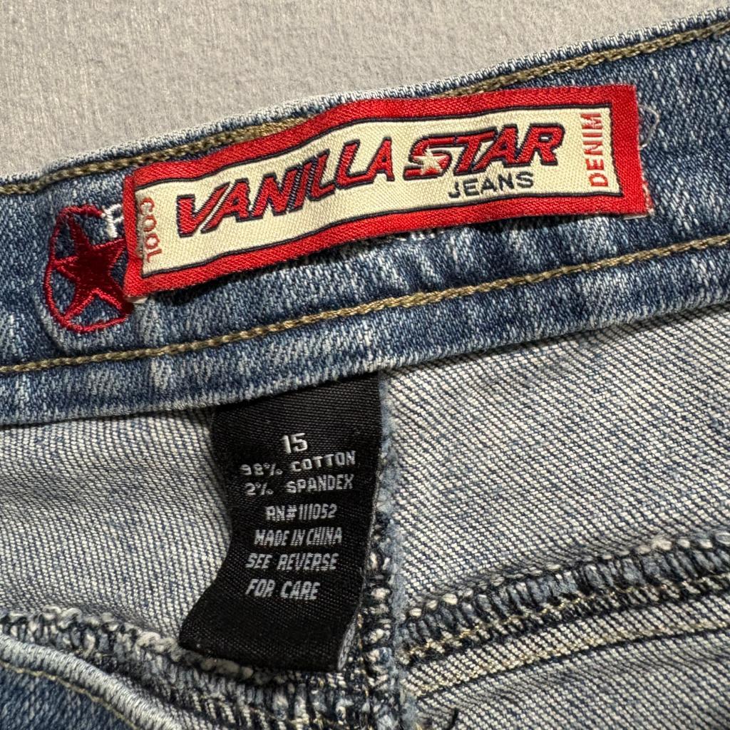 Vanilla Star Studded Rhinestone Flare Jeans Womens Size 15 Blue Denim Y2K
