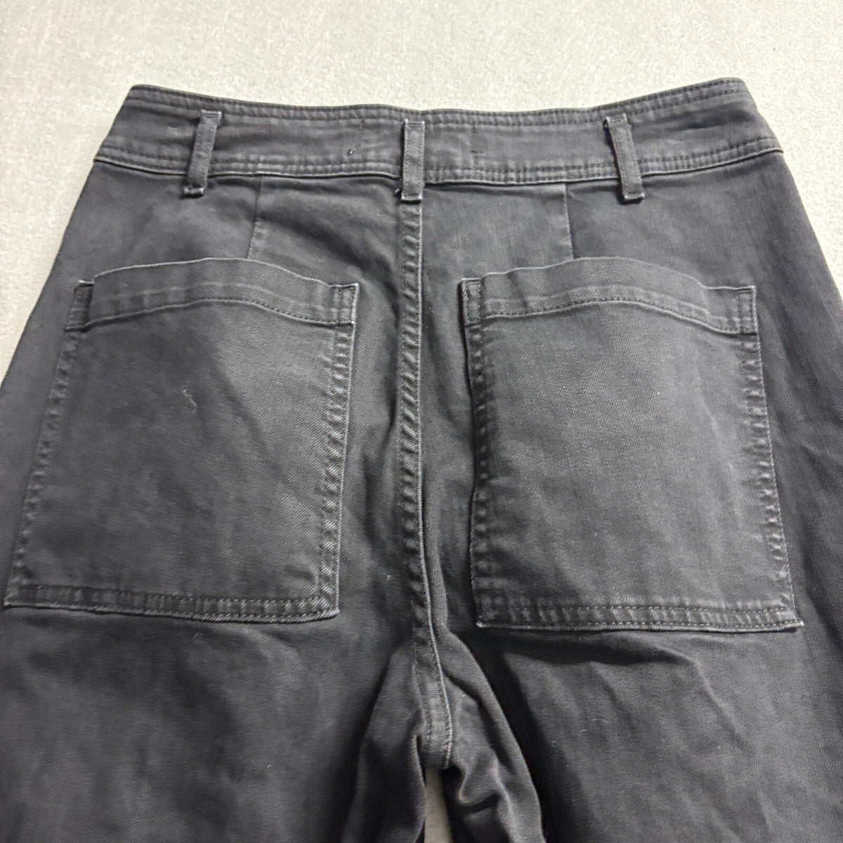 Zara Woman The Marine Straight Jeans Womens 8 Black High Rise Raw Hem Stretch