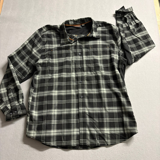 Ridgecut Toughwear Mens 2XL Plaid Long Sleeve Button Down Work Shirt Black Gray