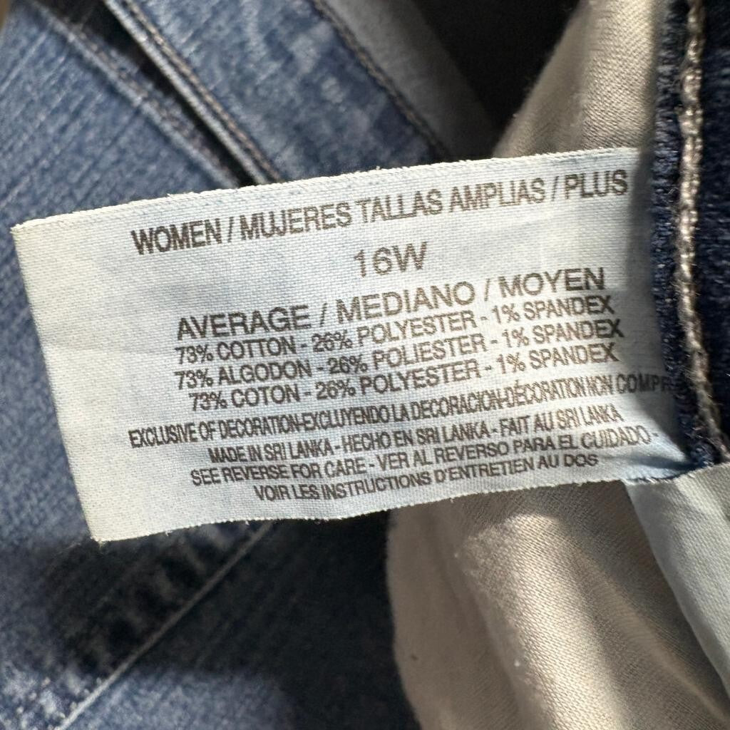 Gloria Vanderbilt Amanda Jeans Womens 16W Blue Denim Stretch Straight Leg Pants